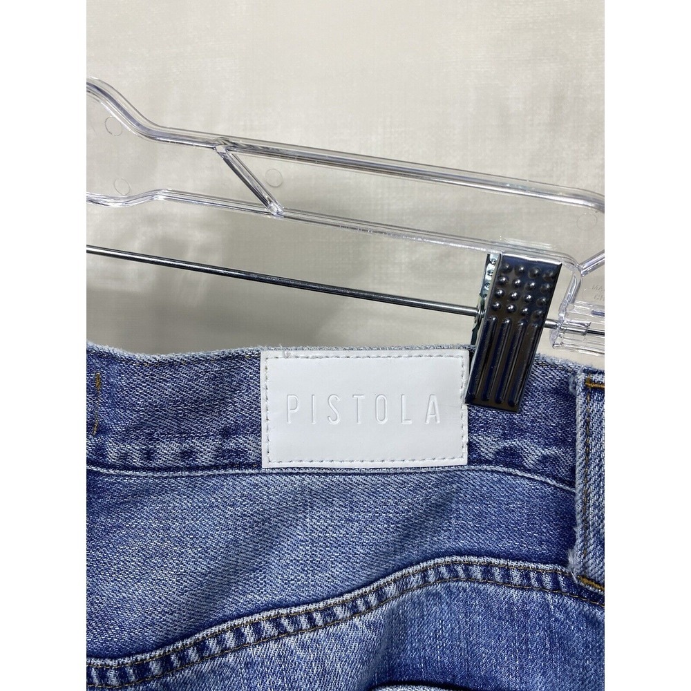 Pistola Women Charlie High Rise Straight Jeans 28 Raw Hem Button‎ Fly Blue Denim - Picture 7 of 10